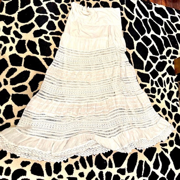 Beautiful lined white crochet style hippy dress size large - Picture 1 of 7